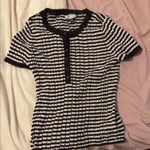 American Eagle Outfitters Black and White Striped Button Down Shirt